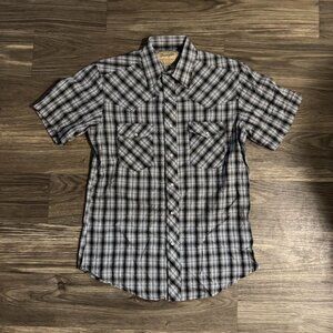 Black and white plaid button-up shirt